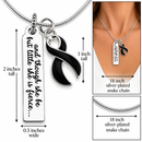 She Is Fierce Necklace, Black Awareness Ribbon, Melanoma Skin Cancer Survivor Gift, Warrior Jewelry, Inspirational Strength Necklace