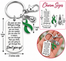 Green Ribbon Awareness Keychain – Encouragement Gift for Her, "You Are Beautiful, You Are Loved" Inspirational Charm, Mental Health Awareness Gift, Cause Ribbon Sterling Silver Plated Accessory