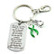 Green Ribbon Encouragement Quote Keychain - Don't Give Up