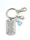 Light Blue Ribbon Encouragement Quote Keychain - Don't Give Up