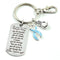 Light Blue Ribbon Encouragement Quote Keychain - Don't Give Up