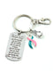 Pink & Teal (Previvor) Ribbon Key Chain - Never Give Up Encouragement Quote Keychain