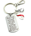 Red & White Ribbon Encouragement Poem Keychain - Don't Give Up!