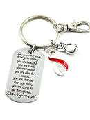 Red & White Ribbon Encouragement Poem Keychain - Don't Give Up!