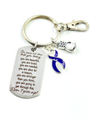 Violet Dark Purple Ribbon Keychain - Never Give Up Encouragement Quote