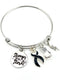 Black Ribbon Charm Bracelet - Stronger than the Storm