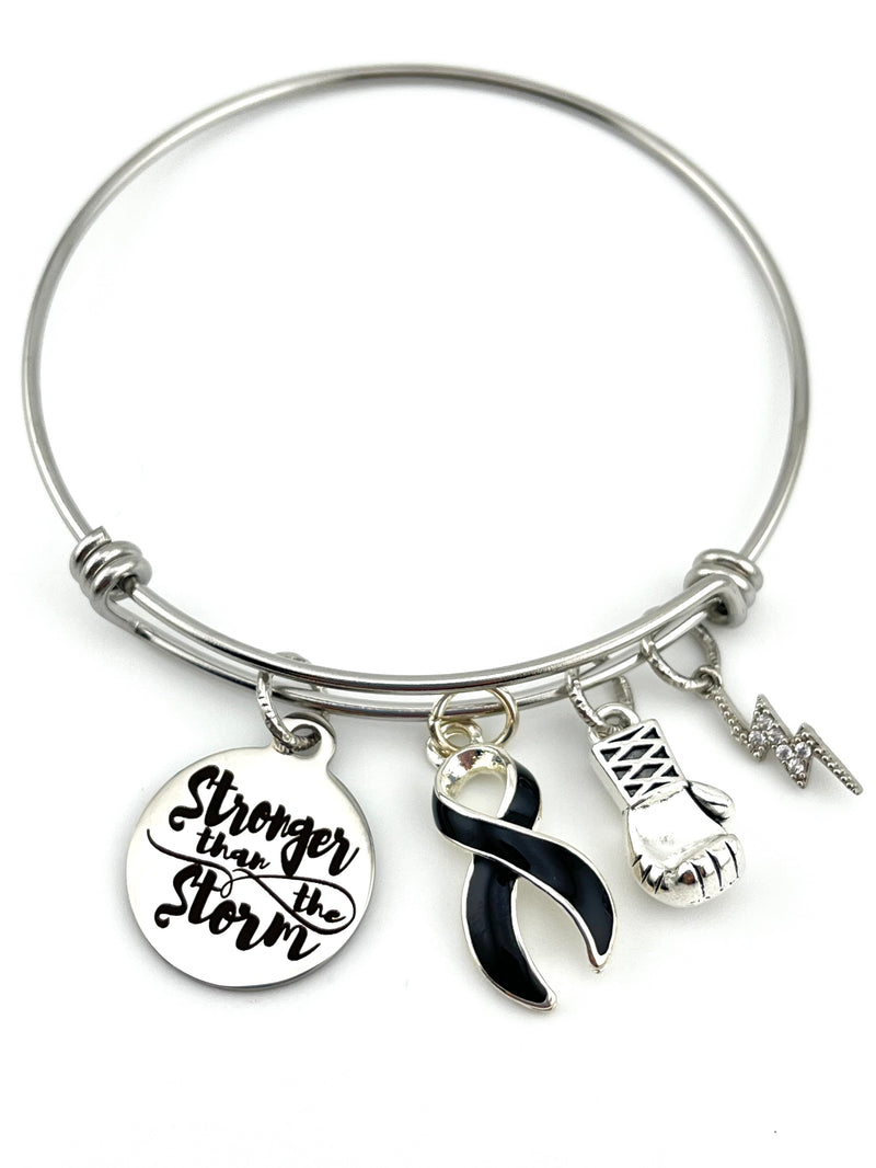 Black Ribbon Charm Bracelet - Stronger than the Storm