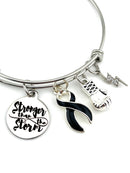 Black Ribbon Charm Bracelet - Stronger than the Storm