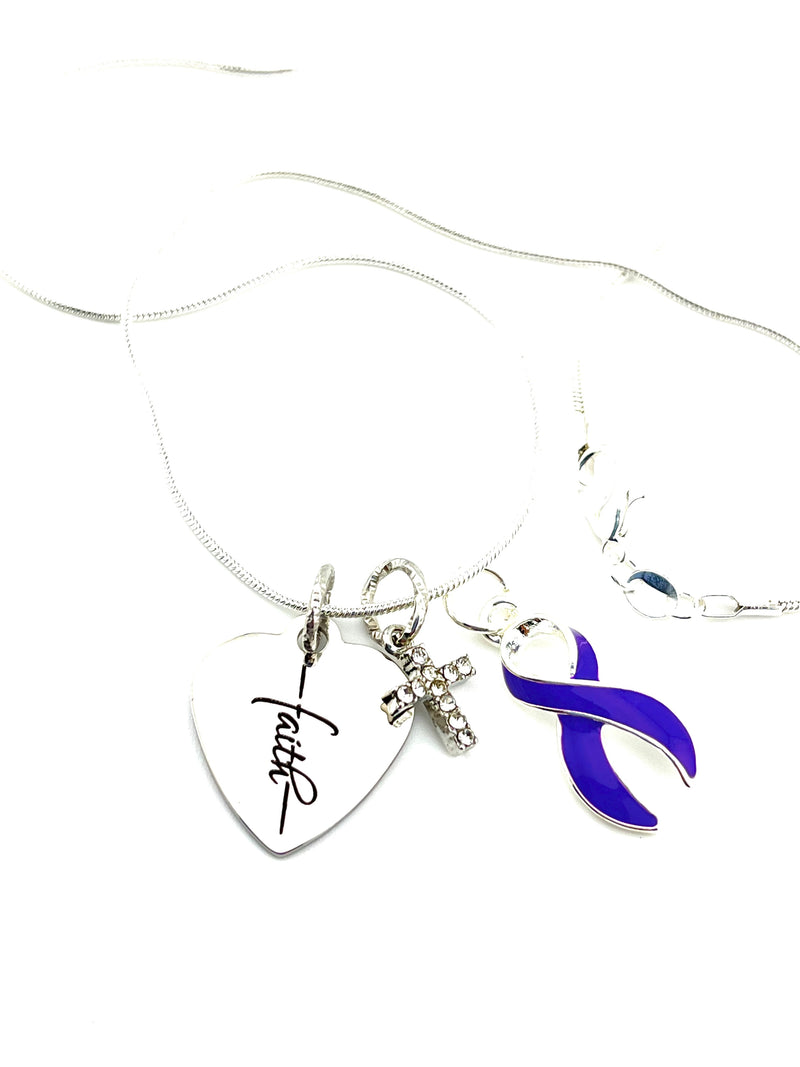 Periwinkle Ribbon Necklace -  Faith Necklace  / Encouragement Gift