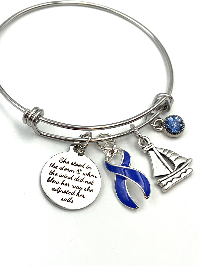 Periwinkle Ribbon Charm Bracelet - She Stood in the Storm / Adjusted her Sails