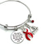 Red Ribbon Charm Bracelet - She Stood in the Storm / She Adjusted Her Sails
