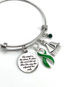 Green Ribbon Charm Bracelet - She Stood in The Storm / Adjusted her Sails