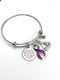 Pink Purple Teal (Thyroid Cancer) Ribbon Bracelet - She Stood In the Storm / She Adjusted Her Sails - Rock Your Cause Jewelry