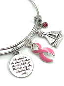 Pink Ribbon Charm Bracelet - She Stood in the Storm / Adjusted Her Sails - Rock Your Cause Jewelry