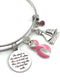 Pink Ribbon Charm Bracelet - She Stood in the Storm / Adjusted Her Sails - Rock Your Cause Jewelry