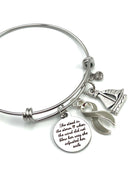 Gray (Grey) Ribbon Charm Bracelet - She Stood in the Storm / Adjusted her Sails