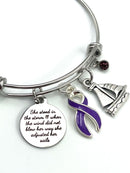 Purple Ribbon Charm Bracelet - She Stood in the Storm / She Adjusted Her Sails - Rock Your Cause Jewelry