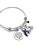 Violet Purple Ribbon Charm Bracelet - She Stood in the Storm / Adjusted Her Sails - Rock Your Cause Jewelry