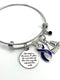 Violet Purple Ribbon Charm Bracelet - She Stood in the Storm / Adjusted Her Sails - Rock Your Cause Jewelry