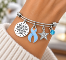 Prostate Cancer Awareness Bracelet, Light Blue Ribbon Jewelry, Prostate Cancer Survivor Gift, Inspirational Cancer Support Bracelet
