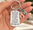 Uterine Cancer Awareness Keychain, Peach Ribbon Endometrial Cancer Support Gift, Inspirational Laser Engraved Cancer Keychain, Uterine Cancer Survivor Gift, Ready-to-Gift Box