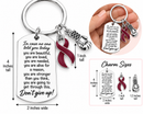 Burgundy Ribbon Awareness Keychain – Encouragement Gift for Cancer Warrior, Survivor & Caregiver – Inspirational Engraved Charm, 'You Are Stronger Than You Think' – Get Well Gift