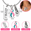BRCA Previvor Necklace, Pink Teal Ribbon, BRCA1 BRCA2 Gift, This Is Tough But So Am I, Previvor Gift, Mastectomy Support Jewelry
