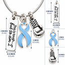 Light Blue Ribbon Necklace, Prostate Cancer Gift, This Is Tough But So Am I Necklace, Cancer Fighter Jewelry, Chemo Survivor Gift