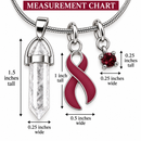 Burgundy Awareness Ribbon Clear Quartz Crystal Necklace – Healing Crystal Jewelry, Multiple Myeloma, Sickle Cell, Brain Aneurysm & Chronic Illness Support Gift