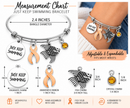 Peach Ribbon Bracelet, Uterine Cancer Awareness Gift, Endometrial Cancer Survivor Jewelry, Just Keep Swimming, Fish Charm Bangle