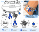 Periwinkle Ribbon Bracelet, Stomach Cancer Awareness Gift, Esophageal Cancer Survivor Jewelry, Just Keep Swimming, Fish Charm Bangle