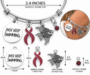 Burgundy Ribbon Bracelet, Multiple Myeloma Awareness Gift, Sickle Cell Jewelry, Brain Aneurysm Survivor, Just Keep Swimming Bracelet