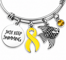 Yellow Awareness Ribbon Bracelet, Endometriosis, Sarcoma Cancer, Spina Bifida, Suicide Prevention, Just Keep Swimming Gift