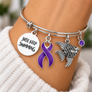 Purple Awareness Ribbon Bracelet, Just Keep Swimming, Lupus, Pancreatic Cancer, Epilepsy, Fibromyalgia, Alzheimer's Gift