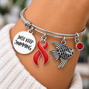 Red Awareness Ribbon Bracelet, Just Keep Swimming, Heart Disease, HIV AIDS, Stroke Awareness, Recovery Gift