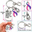 Choose Any Awareness Ribbon Keychain, Cancer Survivor Gift, Chronic Illness Warrior, She Is Strong Fierce Brave, Personalized Ribbon Color