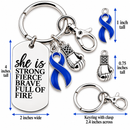 Periwinkle Ribbon Keychain, Stomach Cancer Awareness Gift, Esophageal Cancer Survivor, Eating Disorder Recovery, Strong Fierce Brave Gift
