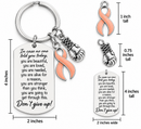 Uterine Cancer Awareness Keychain, Peach Ribbon Endometrial Cancer Support Gift, Inspirational Laser Engraved Cancer Keychain, Uterine Cancer Survivor Gift, Ready-to-Gift Box