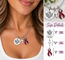 Burgundy Ribbon Awareness Necklace, I Will Hold You Up, Multiple Myeloma Gift, Sickle Cell Awareness, Cancer Support Gift