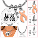Let Go Let God Necklace, Peach Ribbon Uterine Cancer Awareness, Endometrial Cancer Survivor Gift, Christian Faith Cross Jewelry