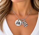 Rare Disease Awareness Necklace, Zebra Ribbon Jewelry, Let Go Let God Faith Necklace, EDS Gift, Neuroendocrine Cancer Survivor Gift
