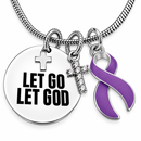 Let Go Let God Necklace, Purple Ribbon Pancreatic Cancer Awareness, Lupus Alzheimer's Epilepsy Fibromyalgia Gift, Christian Faith Jewelry