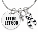 Rare Disease Awareness Necklace, Zebra Ribbon Jewelry, Let Go Let God Faith Necklace, EDS Gift, Neuroendocrine Cancer Survivor Gift