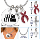Let Go Let God Necklace, Burgundy Awareness Ribbon, Multiple Myeloma Gift, Sickle Cell Awareness, Christian Faith Jewelry, Cancer Survivor Gift