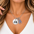 Let Go Let God Necklace, Navy Blue White Awareness Ribbon, Christian Faith Jewelry, Cross Necklace, Inspirational Gift, ALS Awareness Gift