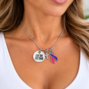 Choose Any Awareness Ribbon Necklace, Let Go Let God Faith Jewelry, Cancer Survivor Gift, Personalized Ribbon Color, Christian Encouragement Gift