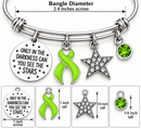 Lime Green Ribbon Bracelet, Lyme Disease Awareness Gift, Lymphoma Survivor Jewelry, Only in the Darkness Can You See the Stars