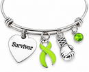 Lime Green Ribbon Survivor Bracelet – Non-Hodgkin Lymphoma, Lyme Disease & Chronic Illness Survivor Gift with Boxing Glove