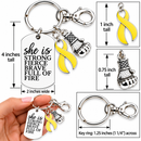 Yellow Ribbon Awareness Keychain, Endometriosis Sarcoma Bone Cancer Spina Bifida Gift, She Is Strong Fierce Brave, Survivor Warrior Gift