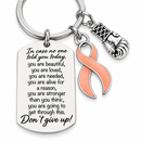 Uterine Cancer Awareness Keychain, Peach Ribbon Endometrial Cancer Support Gift, Inspirational Laser Engraved Cancer Keychain, Uterine Cancer Survivor Gift, Ready-to-Gift Box